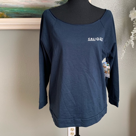Cali Baja Navy Blue Long Sleeve Top Size Large - Picture 15 of 17